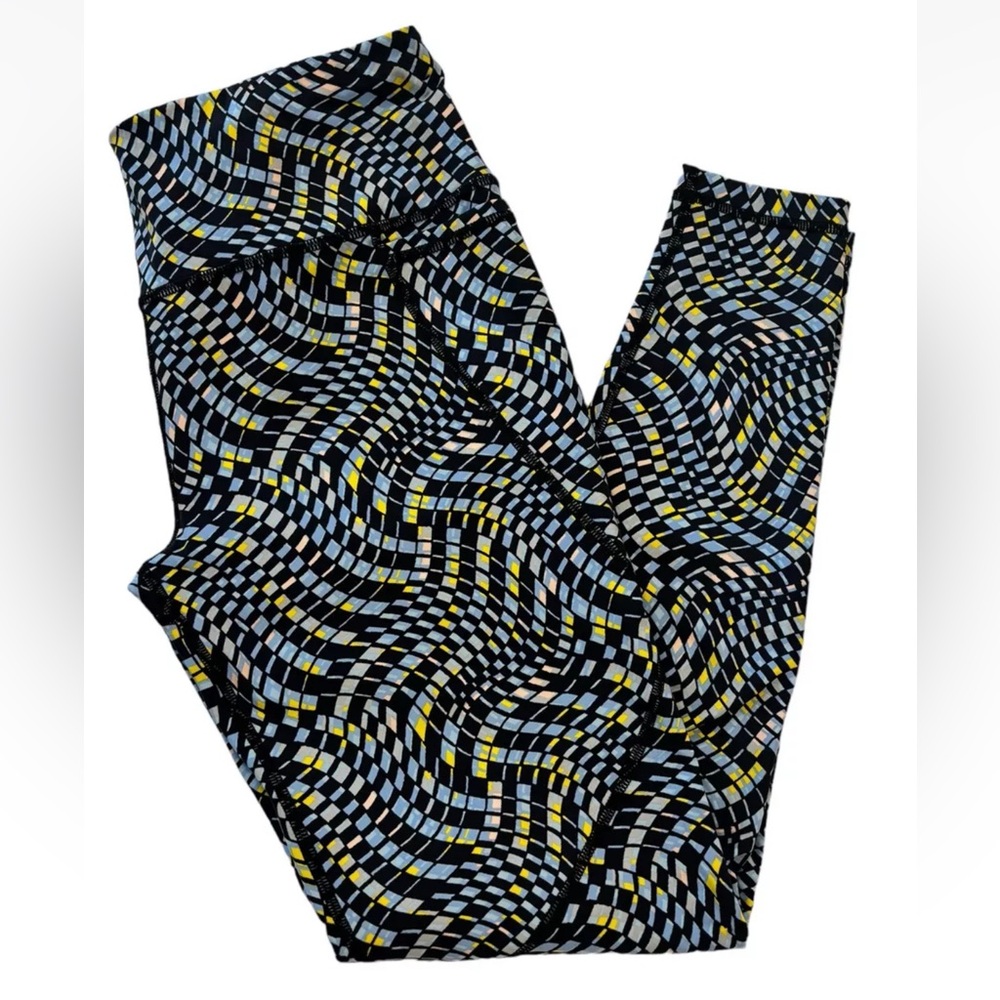 Sweaty Betty Black and Yellow Patterned Cropped Pants